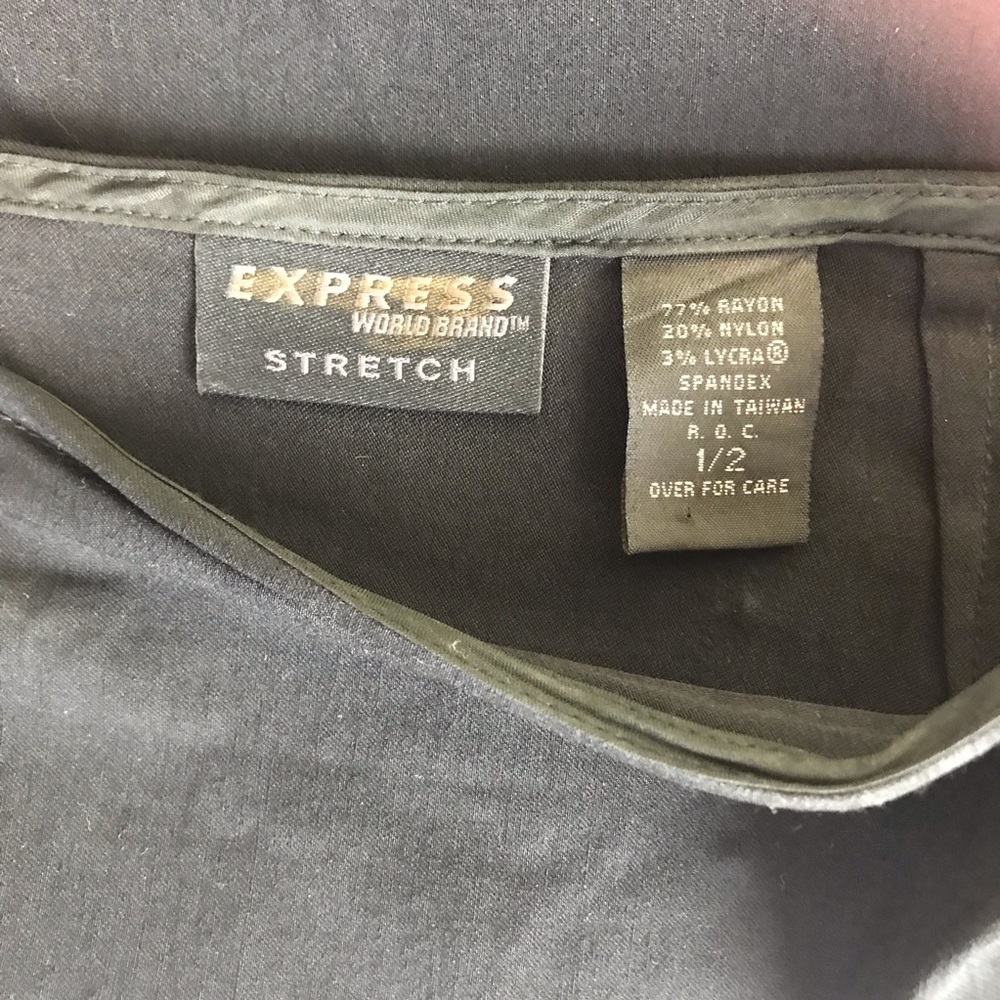 Express Stretch Vintage Y2K Mini Pencil Skirt Pleat Hem Fitted Sexy Small - Picture 5 of 12